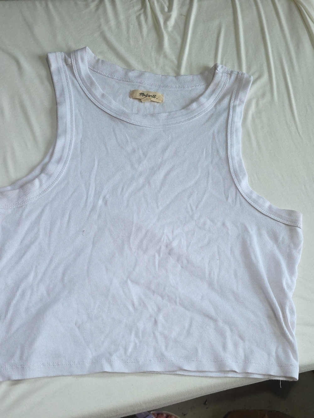 Madewell White Ribbed Tank Top